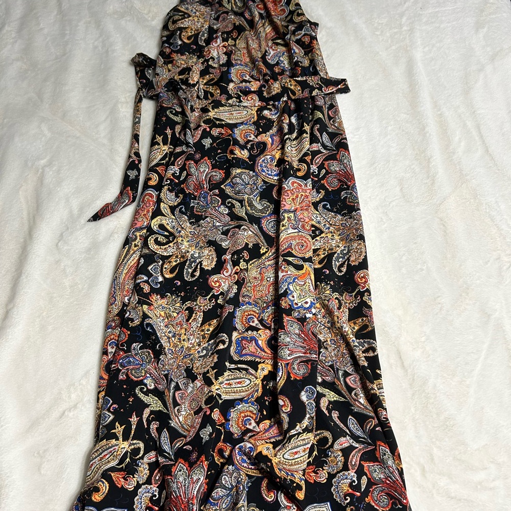 Black Paisley Maxi Dress with Multicolor Print